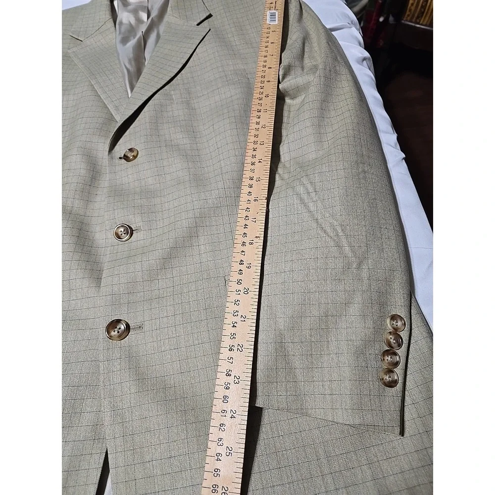 Nautica Tan Beige Plaid Men's WOOL SPORT COAT 42R blazer suit jacket